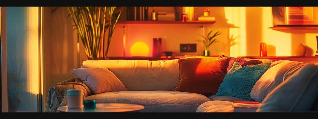 a cozy, warmly lit room showcases fresh, vibrant walls adorned with rich, inviting colors, emanating a sense of comfort against the chilly winter backdrop outside.